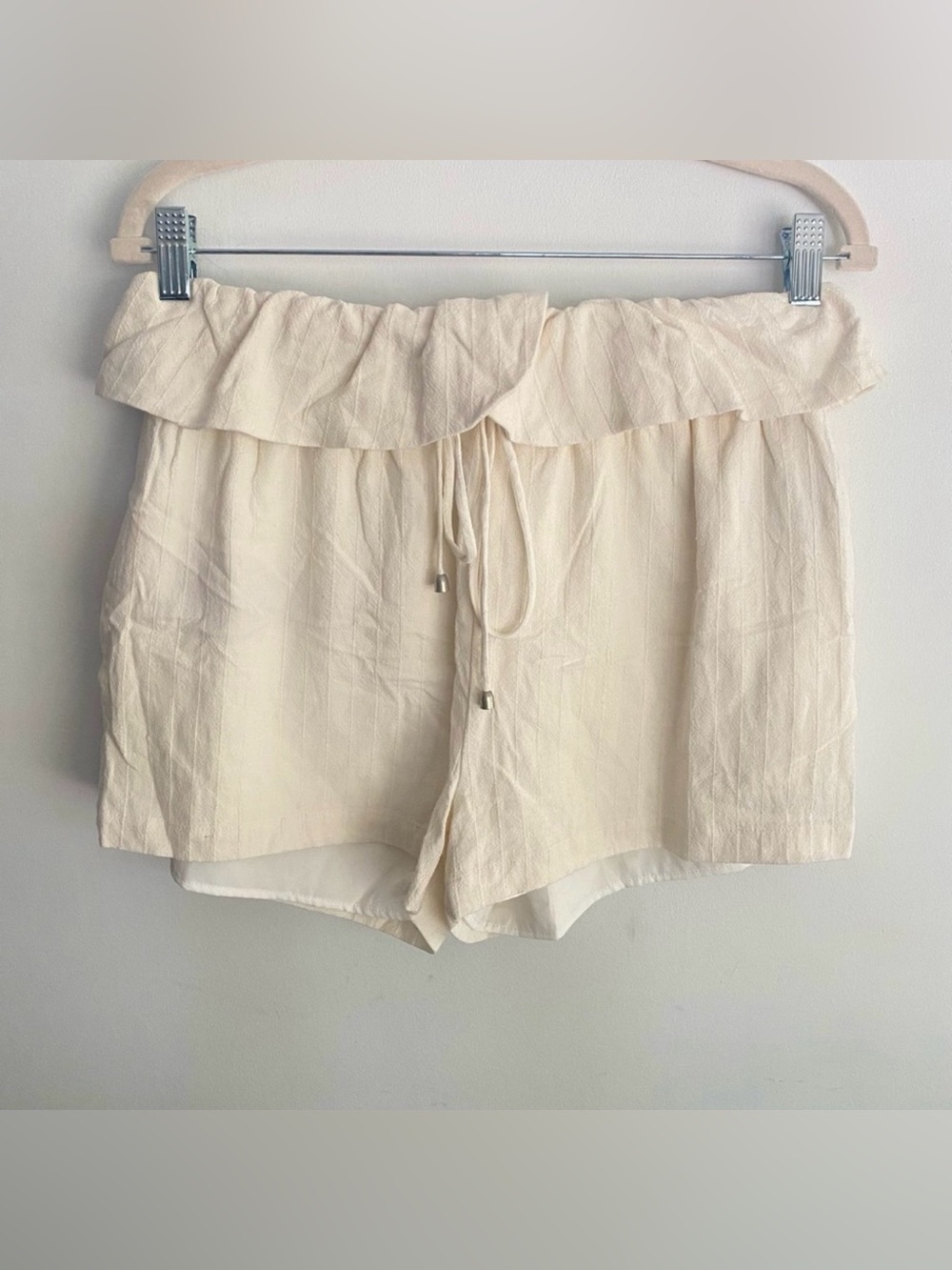 Anthropologie Moon River Ladies Paper Bag High Waist Linen Shorts Sz L‎  Ivory